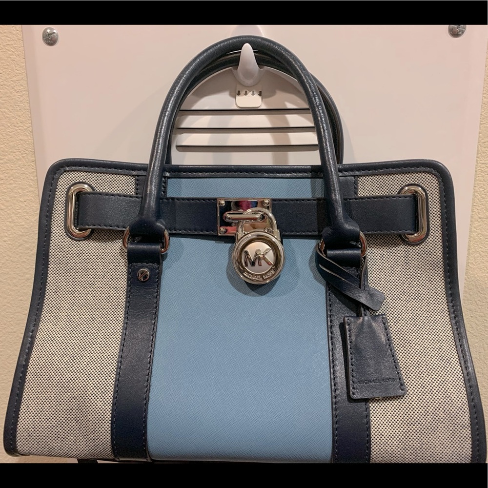 Michael Kors East West Hamilton Blue Bag Satchel
